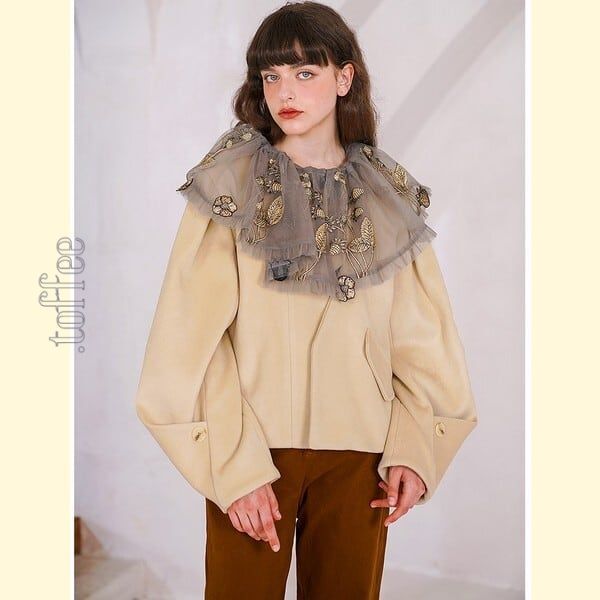 ニッチでレトロな植物画刺繍：フェアリーシアーベスト C0162