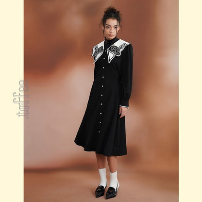 月明かりのバンビが佇む：オリエンタルと幻想が交差するプレッピーワンピース C0186