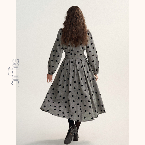 グレートップ＆ロングスカートのポルカドットセットアップ　Z00529