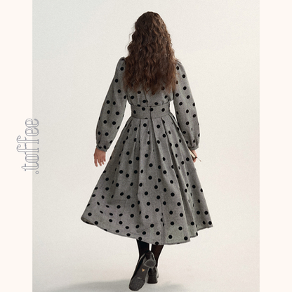 グレートップ＆ロングスカートのポルカドットセットアップ　Z00529