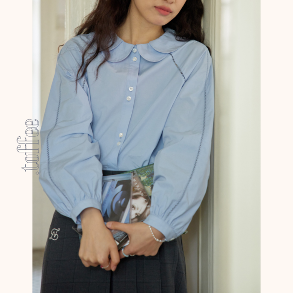 ダブルドールカラーブルーブラウス　Z00562