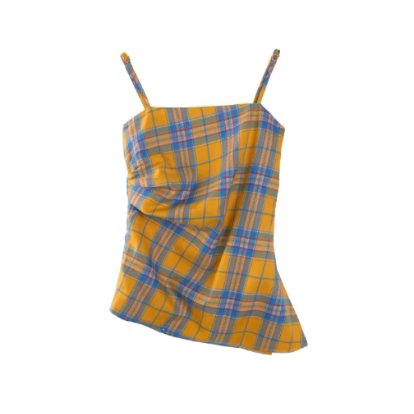 タータンチェックアシンメントリーヘムキャミソール《Z01013》