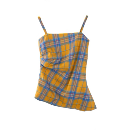 タータンチェックアシンメントリーヘムキャミソール《Z01013》