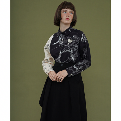 バイカラーアーティスティックシャツ w-027