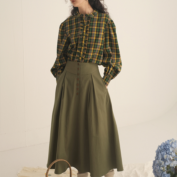 パフスリーブチェック柄ブラウス　Z00451