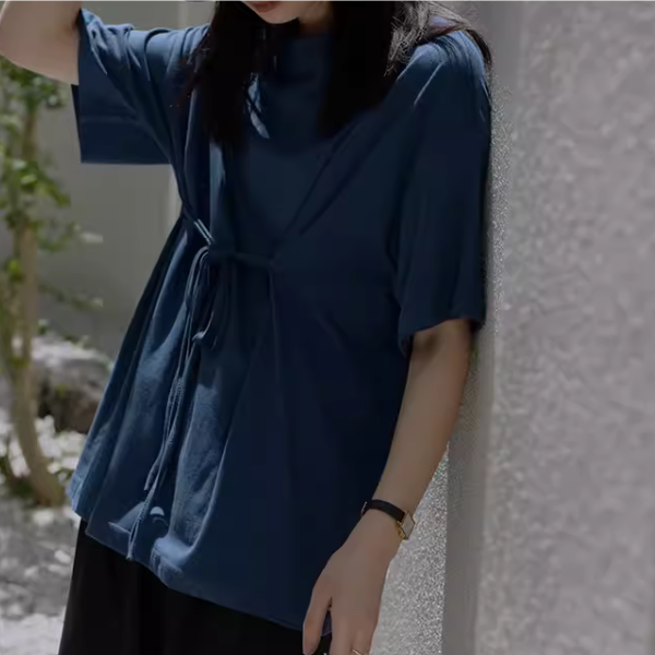 【2color】ウエストリボンTシャツ X1-009