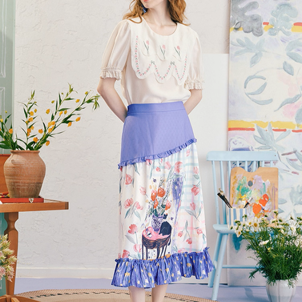 ノスタルジック花刺繍ブラウス《Z01057》