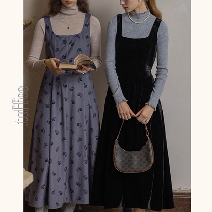 【2color】スクエアネックノースリーブロングワンピース《Z00853》