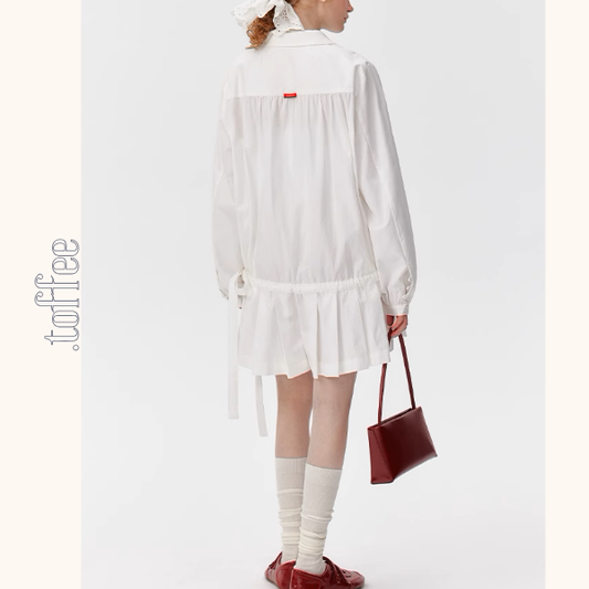 リボンドローストリングシャツワンピース《Z01010》