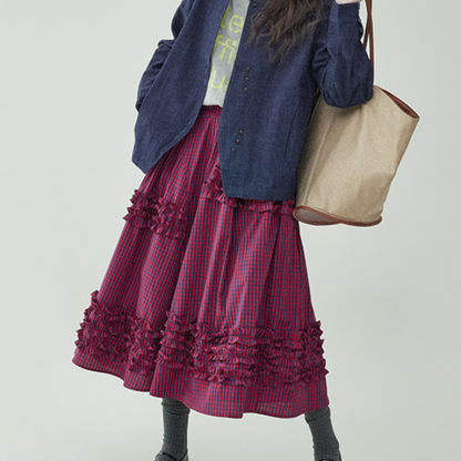 【2color】レースディテールハイウエストフレアスカート　《Z00729》