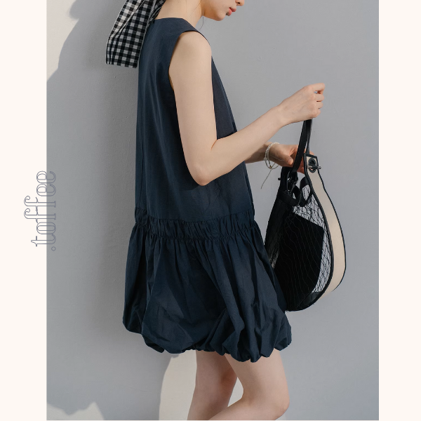 【2color】ふんわり咲く花モチーフのバルーンワンピース《Z01073》