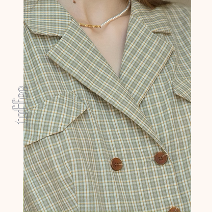 ダブルブレストチェック柄トレンチワンピース《Z00901》