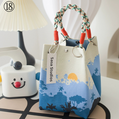 【20pattern】マルチカラースクエアトートバッグ《Z00892》