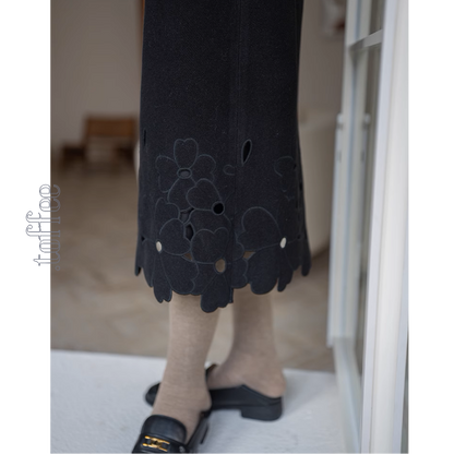 【2color】花柄レースAラインミディ丈スカート《Z00859》