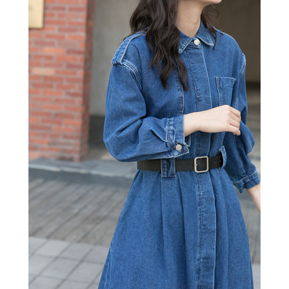 イレギュラーフラップデニムワンピース w-038