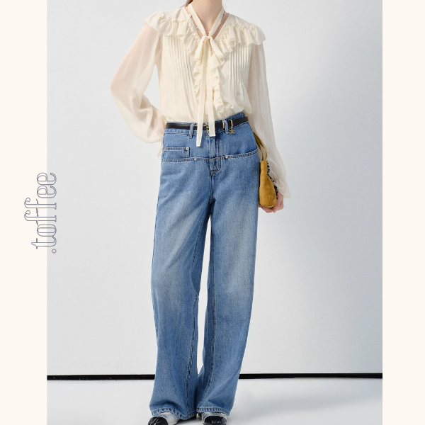 デザインポケット付きハイウエストジーンズ《Z00957》