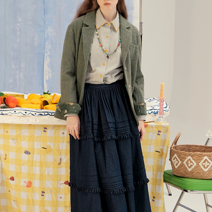 グリーンストライプスリムシャツ　Z00604