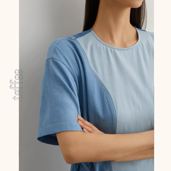 パッチワークアシメトリードローストリングロングワンピース《Z00950》