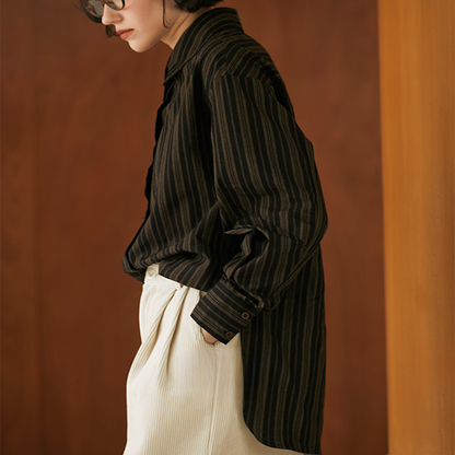 ストライプポロカラールーズシャツ　《Z00813》