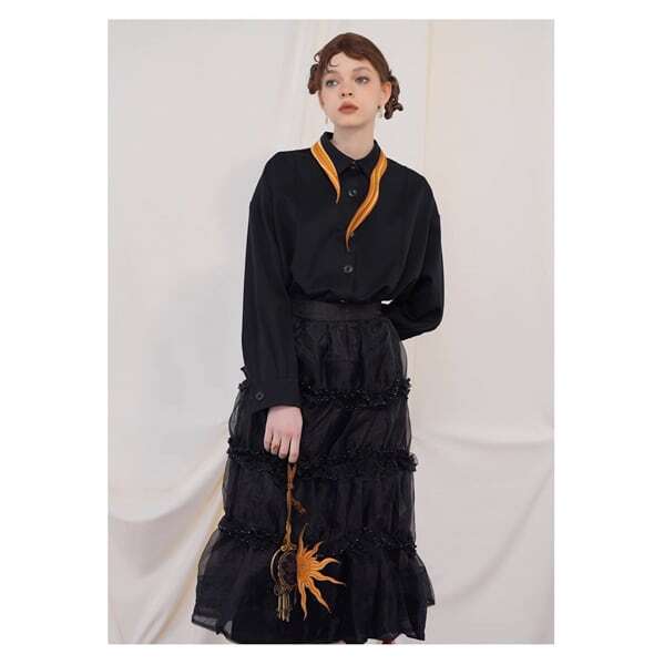 【2color】太陽刺繍シャツブラウス C0079