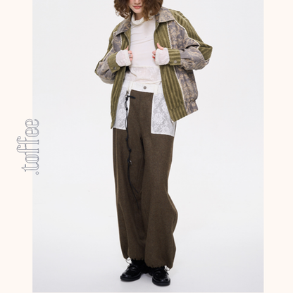 レースパッチワークウールパンツ 《Z00637》