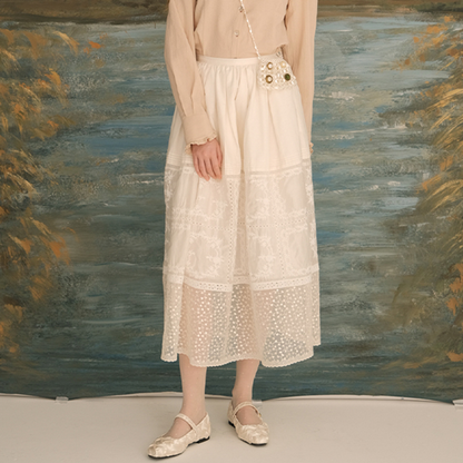 シアーレースミモレ丈スカート　《Z00619》