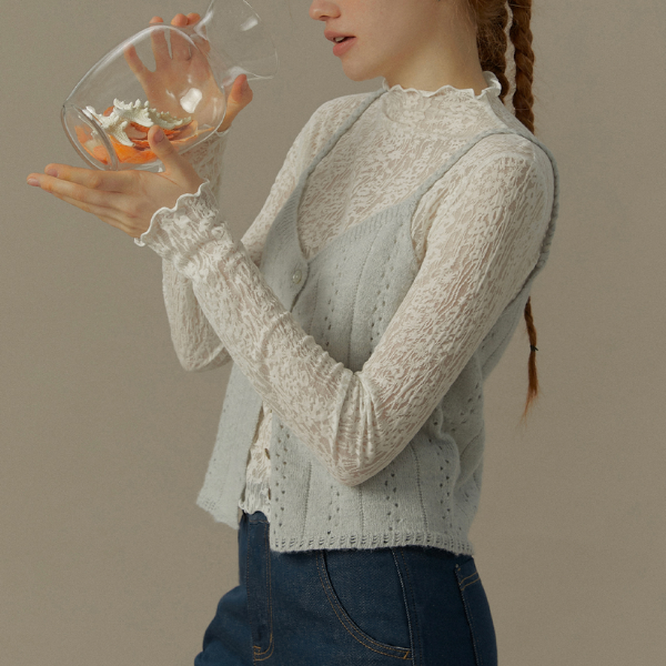 ツイストショルダーストラップメッシュキャミソール《Z00827》