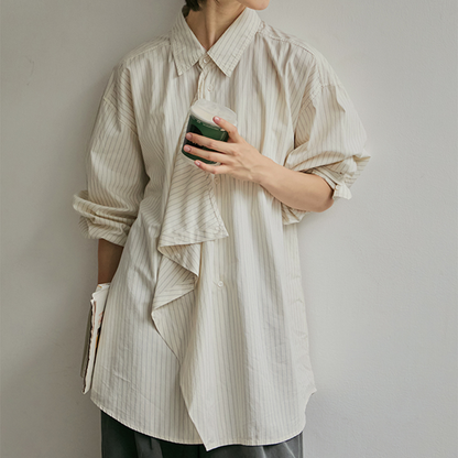 ストライプ柄オーバーサイズ2wayシャツ　《Z00811》