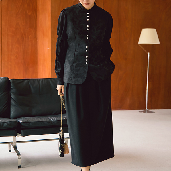 ダマスク柄織りミディアムジレ　《Z00812》