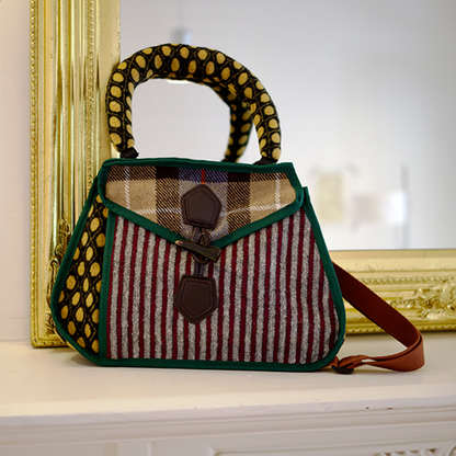 ストライプ切り替えドットショルダーバッグ   Z00488