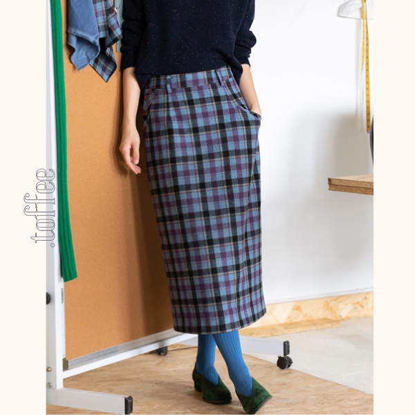 カラフルチェック柄ストレートスカート　《Z00648》