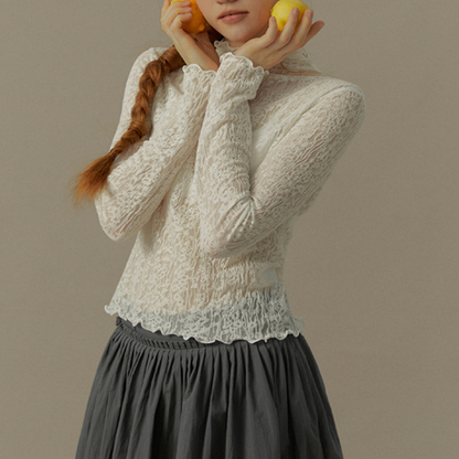 メッシュレースハーフハイネックトップ《Z00819》