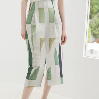 アーティスティックシルエットプリントスカート　AU-091