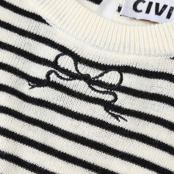 【4color】リボン半袖ニットトップ Z00285