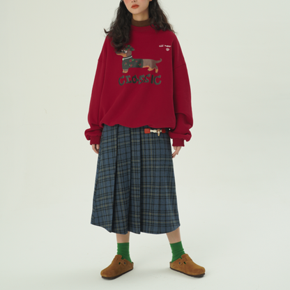【2color】ホーンボタンチェック柄ロングスカート　Z00607