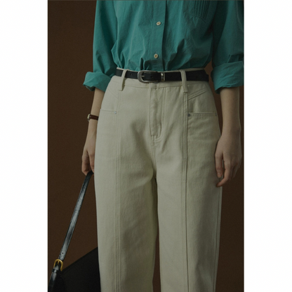 ハイウエストストレートデニムパンツ Z00043