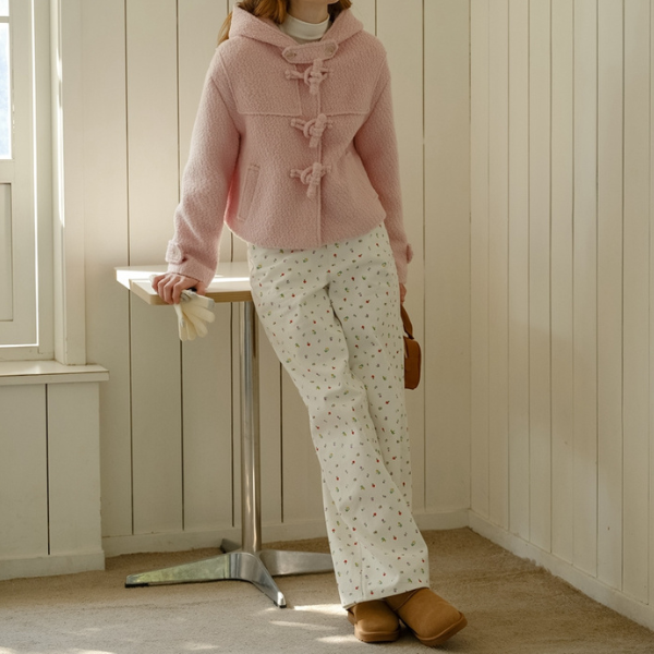 小花柄ワイドレッグカジュアルパンツ Z00017