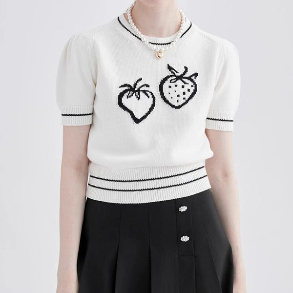 ストロベリー半袖ニットトップ Z00257