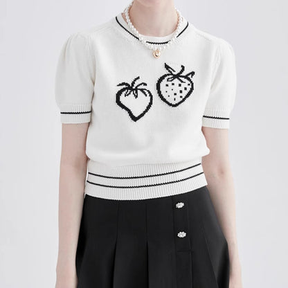 ストロベリー半袖ニットトップ Z00257