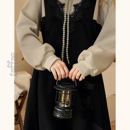 レイヤード風フード付きロングワンピース　Z00532