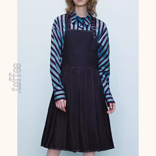 ホルターネックプリーツデニムワンピース　Z00408