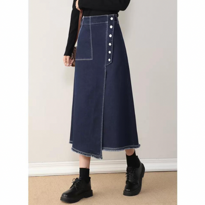 【２color】ボタンデザインナロースカート w-121