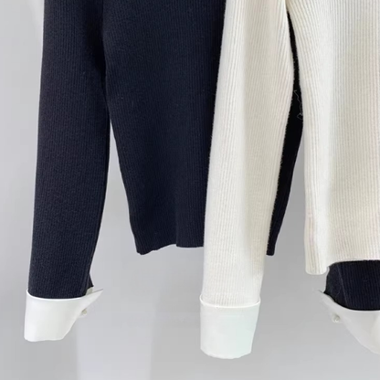 【2color】パールネックが輝くラグジュアリーニットセーター《Z01312》