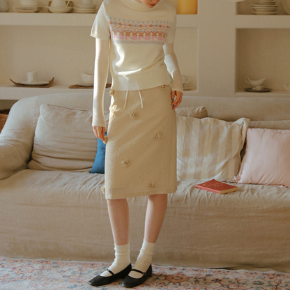 リボン＆立体フラワーAラインスカート《Z00821》