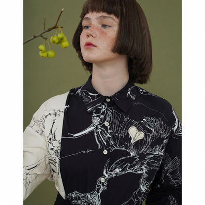 バイカラーアーティスティックシャツ w-027