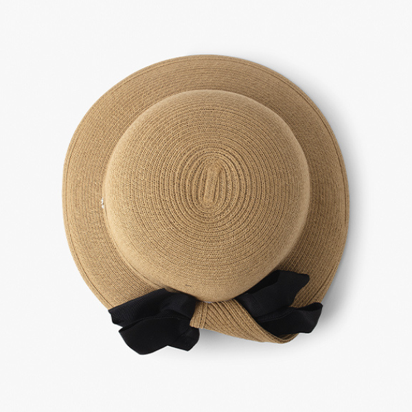 ブラックリボン付きストローハット Z00202