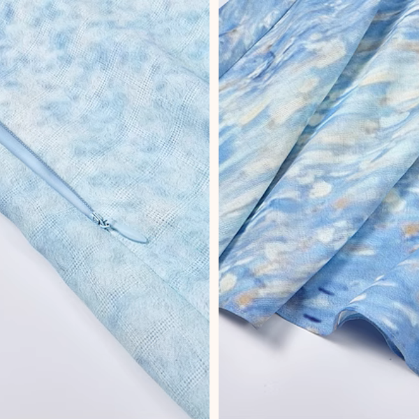 潮の音が聞こえる：シフォンプリントロングワンピース《Z00972》