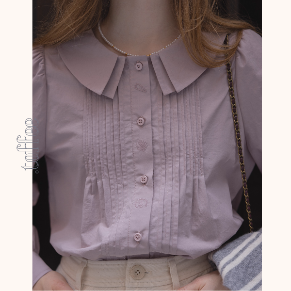 【2color】海辺の記憶を抱く二重襟ブラウス《Z01171》