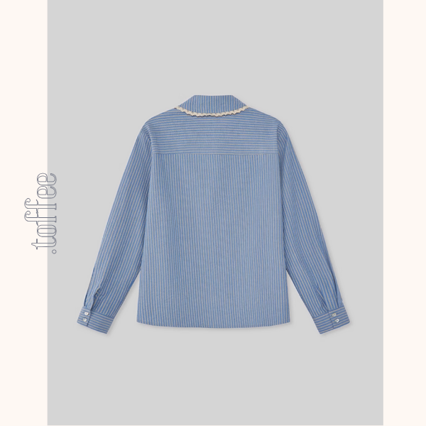 レースが語る午後の記憶ストライプシャツ《Z01177》