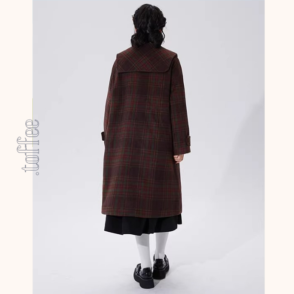 リボン留めタータンのAラインセーラーコート《Z01356》